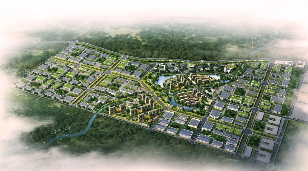 鸟瞰图西部智能装备产业园"双庭院"单层钢构厂房效果图西部智能装备